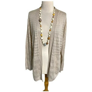 Premise Studio‎ L tan linen blend open cardigan NEW